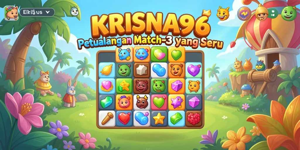 Screenshot KRISNA96 menampilkan aksi seru gameplay Match-3.
