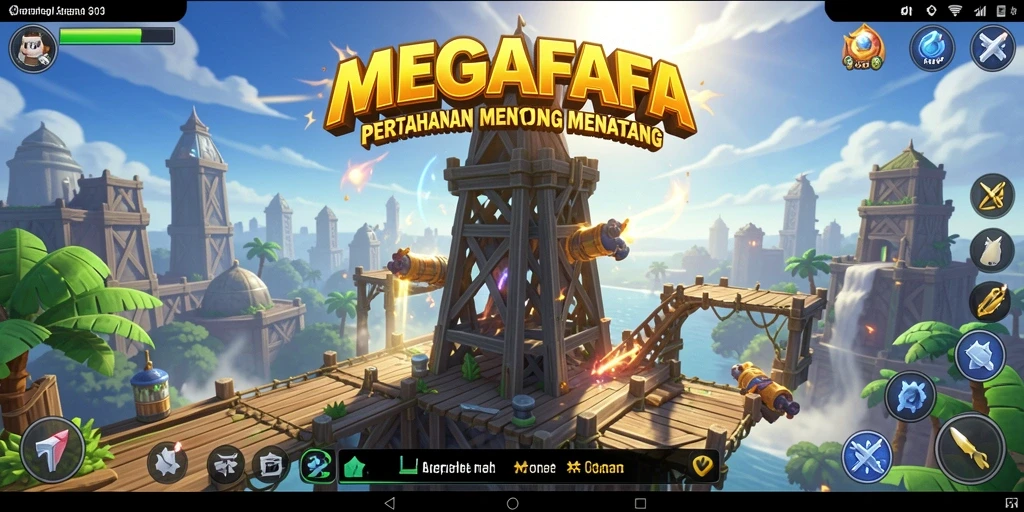 Gameplay seru MEGAFAFA dalam pertahanan menara melawan gelombang musuh.
