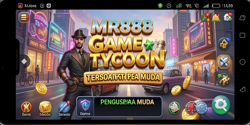 Screenshot gameplay MR888 menampilkan suasana dinamis dunia Tycoon.
