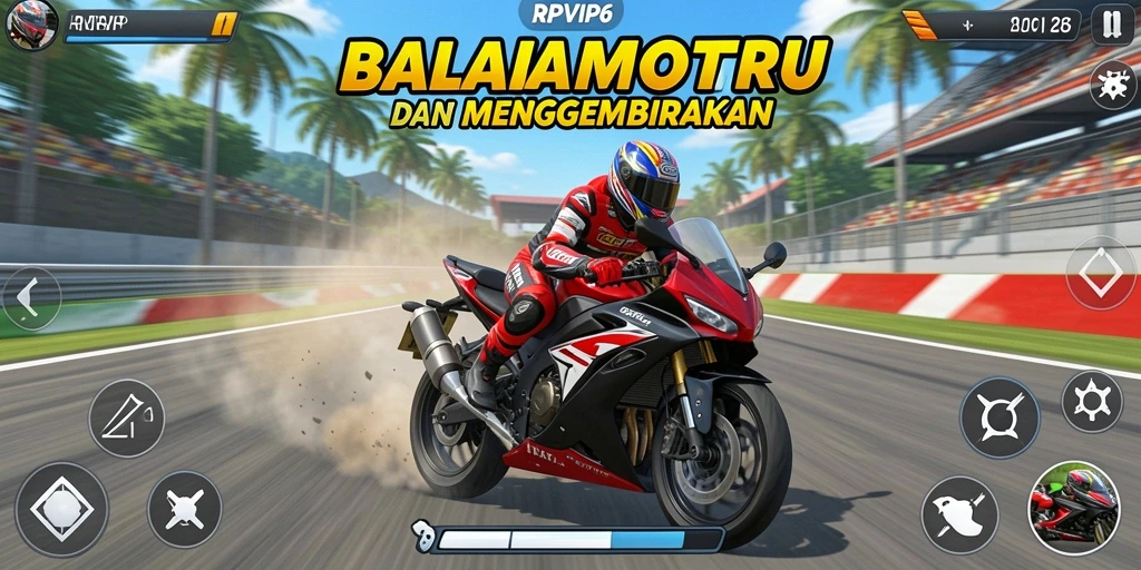 Gameplay mendebarkan dalam balapan motor dengan kecepatan tinggi.