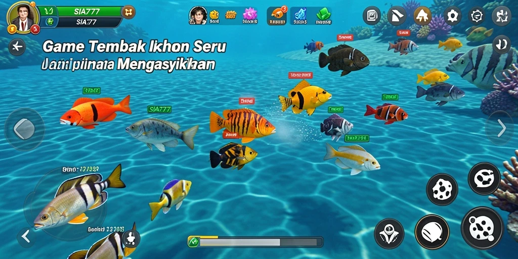 Tampilan gameplay SIA777 dengan aksi tembak ikan seru.