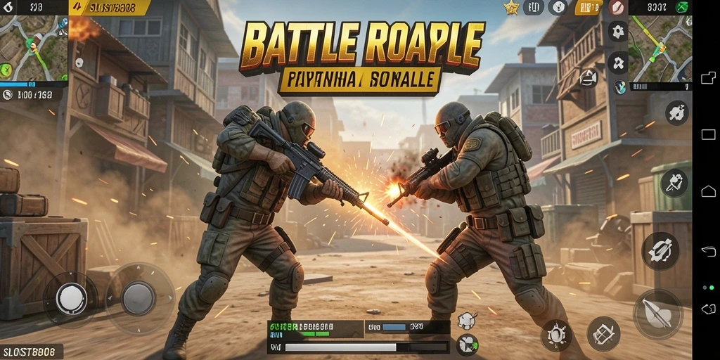 Tangkapan layar gameplay <strong>SLOST8808</strong> yang menegangkan dalam pertempuran Battle Royale.